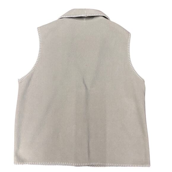 Cottagecore Sage Green Fleece Vest Womens Size 1X Winter Embroidery Whipstitch - Picture 3 of 8
